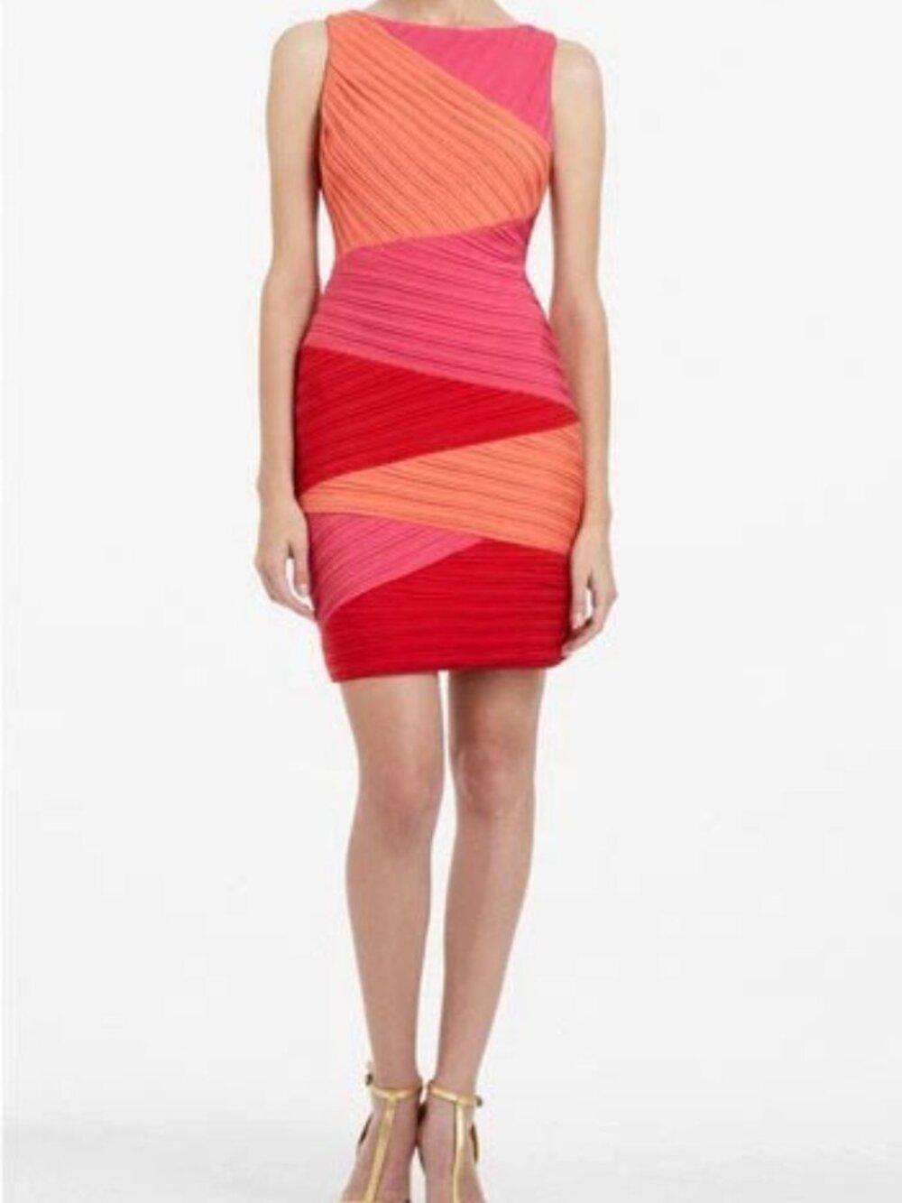 NEW BCBGMAXAZRIA BEGONIA COMBO "DEBRA" COLOR-BLOCKED DRESS ACJ6J046 SIZE SMALL